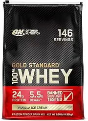 Optimum Nutrition Gold Standard 100% Whey Protein Powder, Vanilla Ice Cream, 10 Pound
