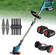 Electric Lawn Mower, Portable Adjustable Efficient Field Mower, Multifunctional Folding Hand Push Lawn Mower, with Dual Wheel Assist and LED Power Display, for Garden Lawn Repair and Maintenance