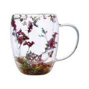 Dried Flower Double Wall Clear Glass Coffee Mug 250/350ml Insulated Glass Cup for Hot Cold Beverages Cappuccino Latte Espresso Cup Unique Gift for Wom