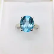 Blue Topaz Oval Gemstone Solitaire Ring For Men 925 Silver ring For Him & Her