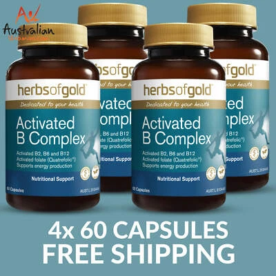Herbs of Gold Activated B Complex 60 Capsules - 4 PACK PRICE - $26.00 each