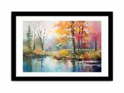 Rainbow Tree and Pond Art Framed Print