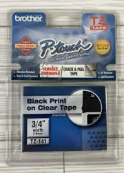 Brother P-Touch TZ-141 Genuine Black Ink on 3/4" Clear Tape Indoor Outdoor New