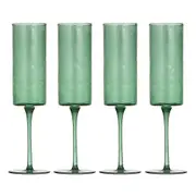 4pc Ladelle Flynn Champagne/Flute Glass Stemware Drinkware 24.5x5cm Green