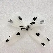 NingPower 20 Pcs Mesh Bows with Heart Pattern, Esthetics Bowknot for Crafts, Sewing, Hair Clip Making, Clothing Accessories