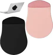 2PCS Stick-On Mouse Pouch, 2 Color Mouse Holder for Laptop & Reusable Adhesive Slim Laptop Mouse Holder, No Glue Residue Mouse Pouch for Laptop Computer Office Home (Pink, Black)