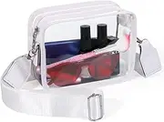 Clear Bag Stadium Approved, Clear Crossbody Bag with Card Bag & Adjustable Shoulder Strap for Concerts