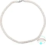 [Uonel INDUSTRY] Necklace surfer men's necklace shell necklace stainless steel not applicable shell chain harren men's white surfer chain, M, Stainless Steel, Not Applicable