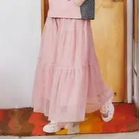 在飛比找momo購物網優惠-【Dailo】緹花荷葉蛋糕網紗-女長裙 荷葉 粉 綠 杏(三