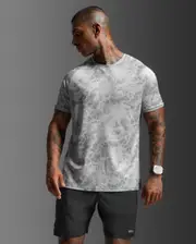 Aero Tee, 2XU, M, Weathervane Marble/Blk Reflect, Male