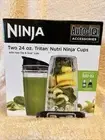 Ninja Auto-iQ Accessories Two 24 Oz Tritan Nutri Ninja Cups w/ 2 Sip & Seal Lids