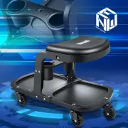 DNA Motoring Garage/Shop Rolling Stool Roller Creeper Seat w/Towel Rack Black
