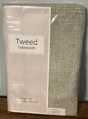 New Sealed Benson Mills Tweed Tablecloth Textured Polyester Oblong 60x84 Sage