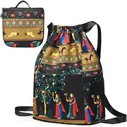 Drawstring Foldable Large Capacity Dry-Wet Separation Travel Sports Backpack, Exotic Drawstring Gym Sack Backpack Bag
