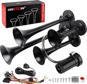 Train horn kit, .ultra loud dB. The Air horn with compressor is suitable for pickup/motorhome/SUV/truck/train 12V 150db and other vehicles (4 speakers with button)