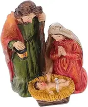 NULYLU Compact Resin Nativity Set Nativity Ornaments Jesus Christmas Statue Religious Tabletop Decor Christmas Present