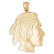 14K Gold Native Indian Pendant