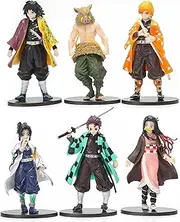 Daughe Cosplay Slayer Action Figure Set - Collectible Figurine Gifts Decoration Figures Toy 6 PCS Set 6.3 Inch, Zenitsu Inosuke Tanjiro Nezuko Tomioka Shinobu Figure, Collectible Figurine Gifts