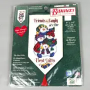 Dimensions 8696 Cross Stitch Banners Winter Snowmen Santa Wire Hanger New