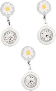 [Kisangel] 2pcs Nurse Pocket Watch Nurse Quartz Camellia White Easy to Buckle