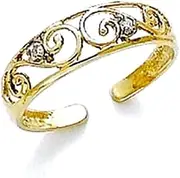 [JewelryWeb] 14k Yellow Gold Diamond Scroll toe ring-toe ring for Women