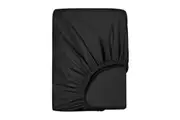 LINENOVA Pure Cotton Deep Fitted Sheet Cover (Black)