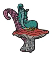 Alice in Wonderland Caterpillar on Mushroom Embroidered 3.5" Tall Iron on Patch