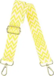 [uxcell] Purse Straps Replacement Crossbody, 1.5 Inch Wide Shoulder Bag Strap Adjustable Canvas Straps for Handbag Wallet Clutch Bags with Light Gold Buckle, Bright Yellow Geometrical