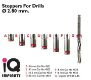Set Of 6 Drill Stoppers and Implant Drill Externally Irrigated 2.8mm