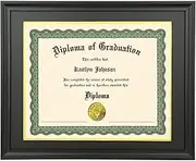 LTYHHK 11x15 Diploma Frame Solid Wood Black, Displays 11x15 Diplomas with Black Over Gold Mat or 16x20 Inch Without Mat, Degree Frame 11x15 Diploma Frame 11x15 Certificate Frames (L23B1620BG1115)