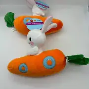 Pet Central Easter Carrot Car Bunny Rabbit Plush Stuffed Dog Toy
