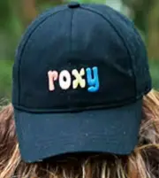 roxy BLONDIE GIRL BLACK CAP HAT snap back TEEN GIRLS NEW Surf Logo 1 Size Adjust