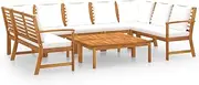 vidaXL 9 Piece Garden Lounge Set - Cream Solid Acacia Wood with Cushion, Modular Outdoor Seating Arrangement with Coffee Table - Patio, Balcony, Garden