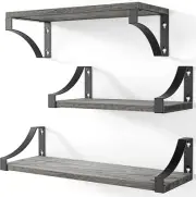 Wall Shelves Set of 3 Floating Shelves Hold up to 55Lbs Rustic Wood Wall Shelves