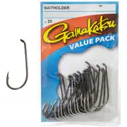 Gamakatsu Baitholder Black Fishing Hooks 25 Pack Sizes 1/0 to 4/0