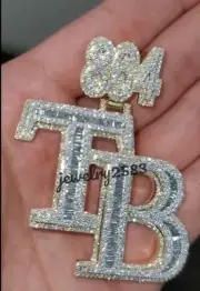 Men's 3.40Ct Baguette Cubic Zirconia Custom TB With 864 Bail 925 Silver