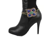 Women Western Fashion Boot Bracelet Gold Metal Chain Shoe Retro 80's Blue Charm