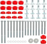MUGR RACING KF04060BK Body Mount Bushing Kit for Ford F250 F350 Super Duty 2008-2016 2WD 4WD Polyurethane Body Cab Mounts Steel Sleeves and Hardware Red