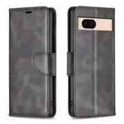 For Google Pixel 8a Case, Lambskin Texture Flip PU Leather Wallet Cover, Black