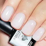 Modelones Gel Nail Polish, 1 Pcs 15ml Transparent Milky White Jelly Gel Polish Set Sheer Pure White Color Nail Gel Polish Kit, Soak Off LED Salon DIY at Home Gel Nail Manicure Women Girls Gift