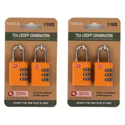 4pc Tosca TSA Approved Travel Luggage Suitcase Combination Safety Lock Orange