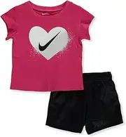 [Nike] Baby Girls' 2-Piece Shorts Set Outfit - Black, 24 Months