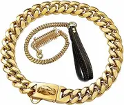 Choke Chain for Dogs Collar Dog Chain Collars 14mm Gold Chain Medium and Large Pet Dog Chain Necklace Necklace Stainless Steel Cast Chain(16inch)
