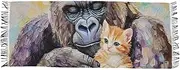 [AIXIWAWA] Gorilla and Cat Women's Pashminas Scarf, Shawls Wrap Lightwight Tassel for Evening Dress Dinner Party, Multicolor