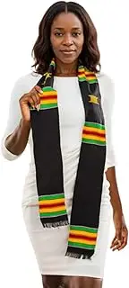[ORNING] Kente Stole Ready to Customize Kente Cloth for Graduation, 72" x 4.5" African Sash for College and High School Grads, Multicolor, One Size