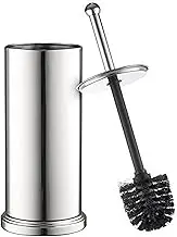 Home-it Toilet Brush Set Chrome Toilet Brush for Tall Toilet Bowl and Toilet Brush Holder with Lid Great Toilet Bowl Cleaner
