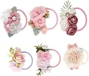 QUMIIRITY 6Pcs Flower Hair Ties for Elastic Ponytail Holders for Soft and Firm Hair Accessories for Daily Wear and Special Occasions Cute Floral Design