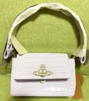 Vivienne Westwood Hazel Shoulder Bag Light Purple Crocodile Pattern Orb Logo