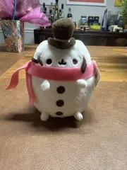 GUND Pusheen SNOWMAN Mini Cat Christmas Holiday Plush White W/ Pink Scarf