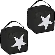 Relaxdays Door Stop Star Set of 2, Fabric with Sand Filling, Door Buffer Base, Decorative Door Sack, HBT: 18 x 15 x 15 cm, Black/White